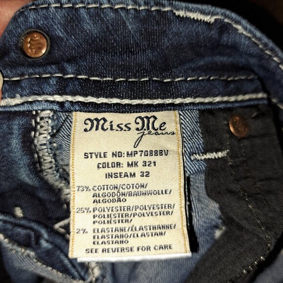 Miss Me Mid-rise Boot Jeans With Embroidery,Riveting, Rhinestones &Flap Pockets - Picture 13 of 14